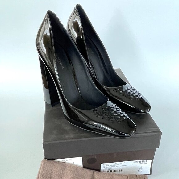 Bottega Veneta 469166 Patent Leather Cherbourg High Heel Pumps Black (US 9)